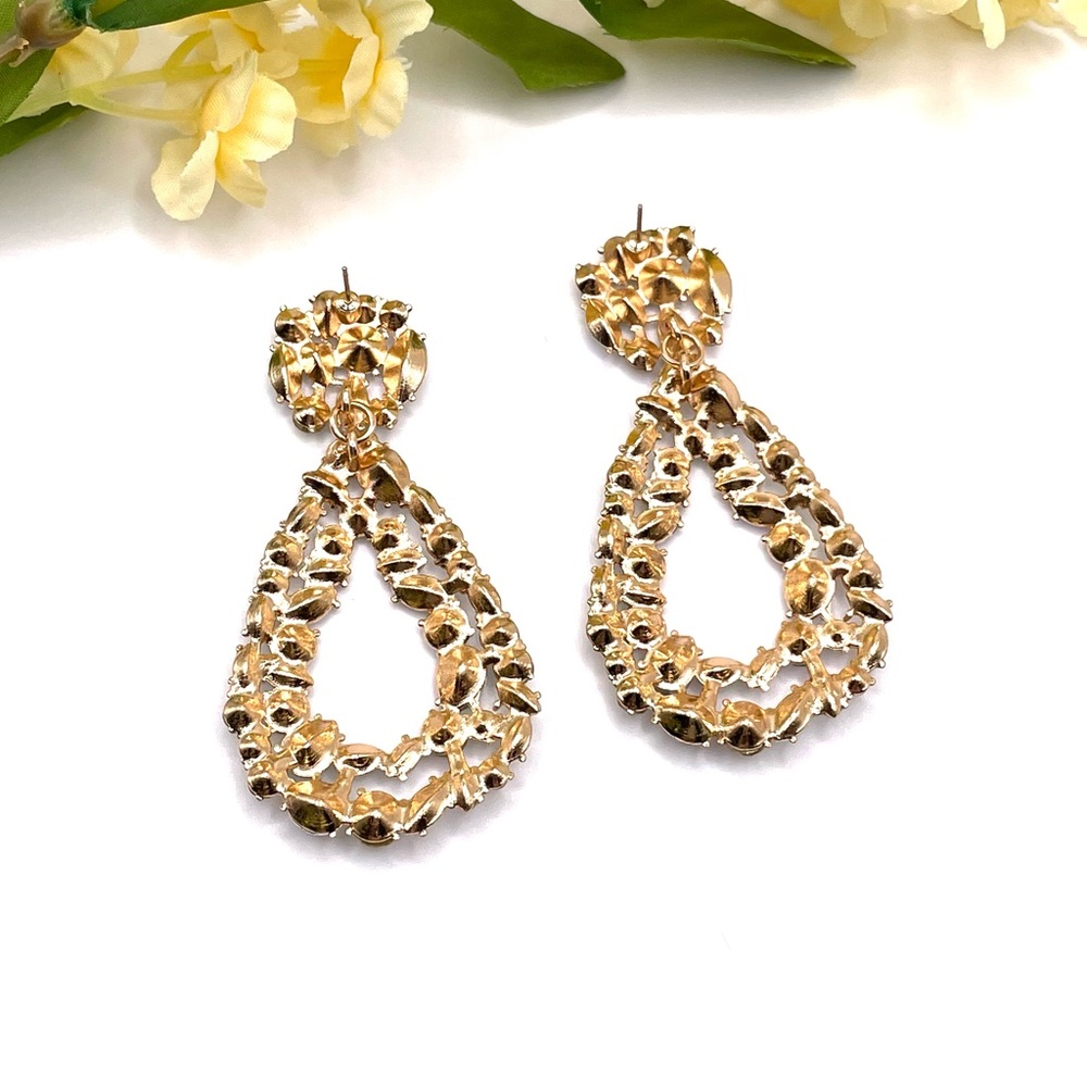 Iridescent Rhinestone Earrings - Picture 5 of 7